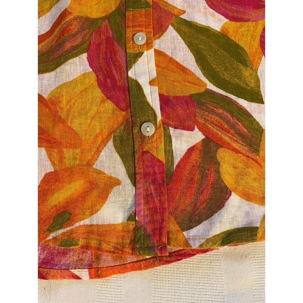 Time And Tru Shirt Women XXL Multicolor Button Up Top Leaf Floral Casual NWOT - Picture 10 of 14